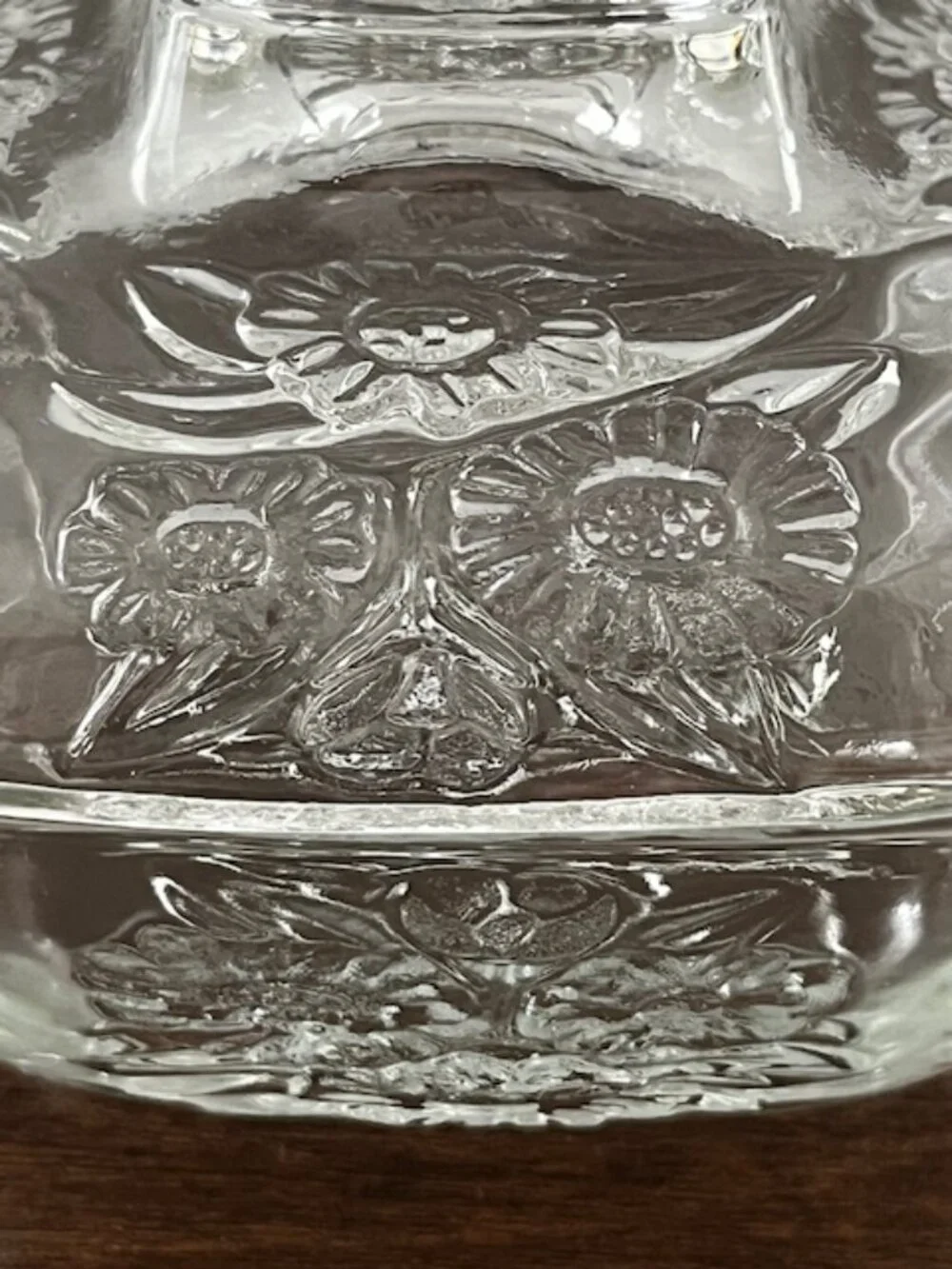 Clear Glass Refrigerator Dish Lid Covered Floral Indonesia